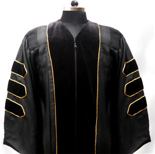 Doctoral Gown in RED Color with Piping and BLACK COLOR Velvet